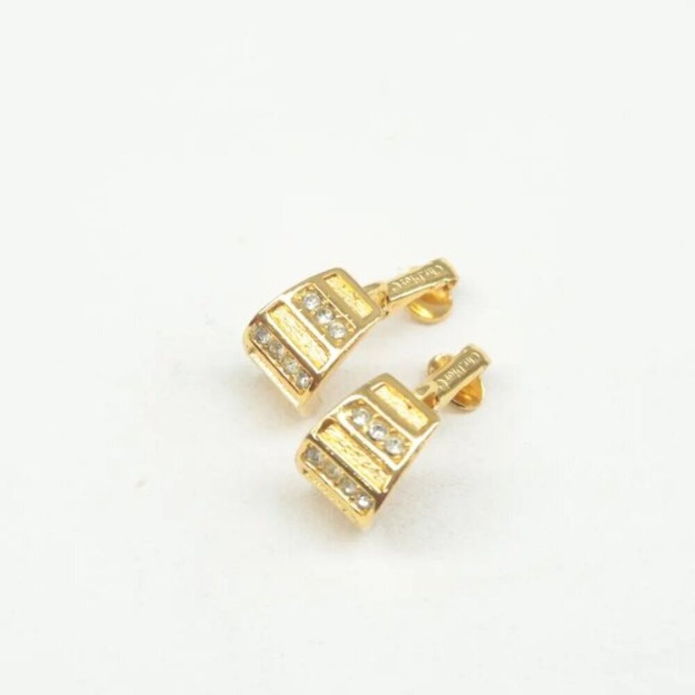 100% Authentic DIOR Gold Metal Clip-On Earrings 323-092924 - Picture 3 of 9